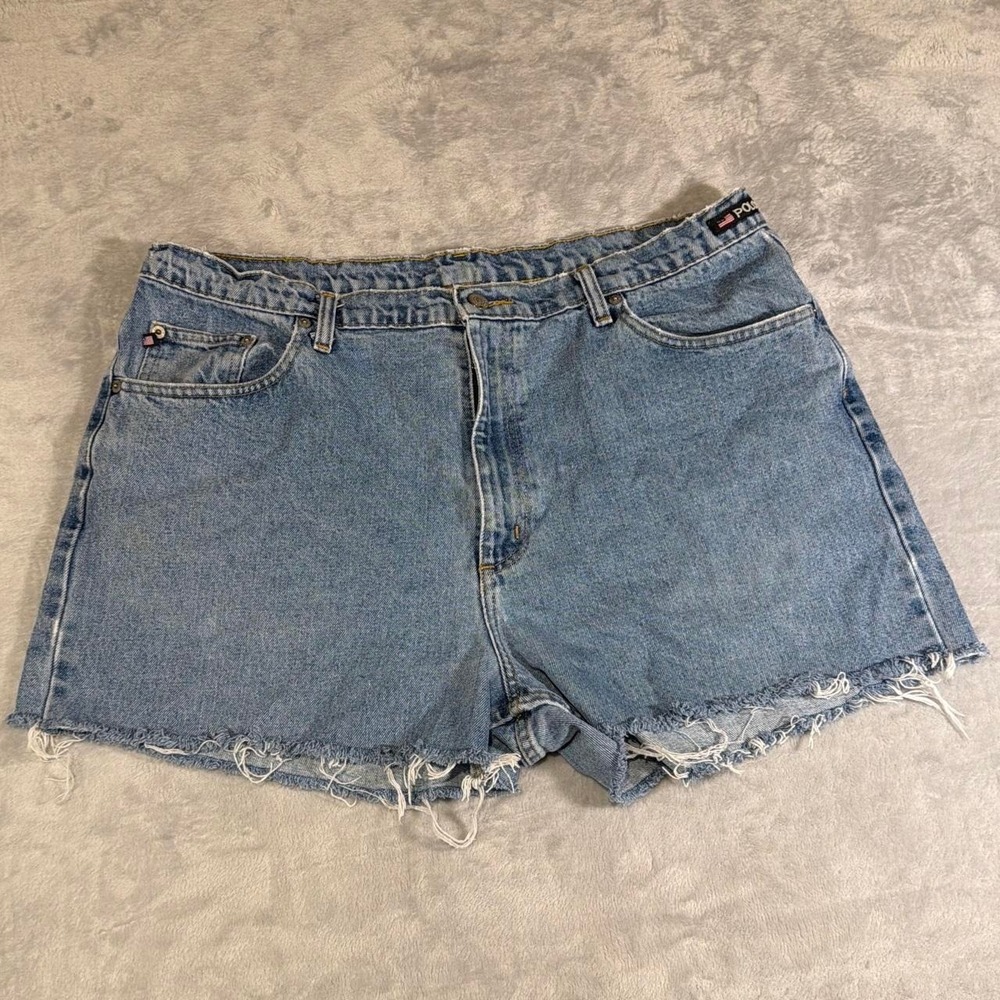 90s Vintage Polo Jeans Co. Ralph Lauren Denim Cutoff Shorts | Blue | 38 - Picture 2 of 7